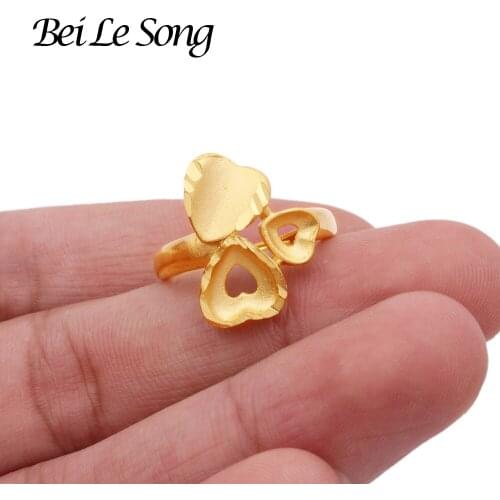 Womens jewelry Rings heart ring for women wedding bridal jewelry accessories resizable for girls 24K gold color ring wife gifts