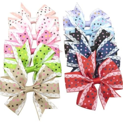1PCS Novelty Bow DOT Print Elastic Hair Bands Girls Ribbon Bows Girls Hair Tie Rope Hair Accessories Best Holiday Gifts 2018