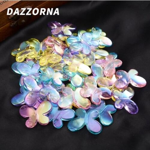 New 10-30Pcs 21x30mm Transparent Mixed Color Butterfly Shape Acrylic Beads For Handmade Making Jewelry DIY Bracelet Accessories