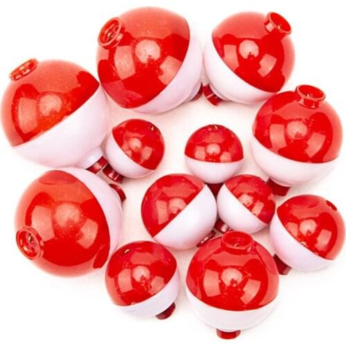 12pcs Fishing Floats Assortment Clips Snap-on Bobbers With Red And White Plastic Fishing Float Bobbers Fishing Tools