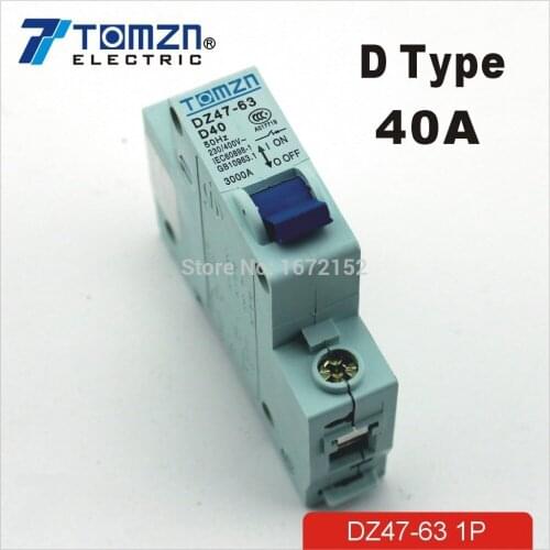 1P 40A D type 240V/415V 50HZ/60HZ Mini Circuit breaker MCB C45