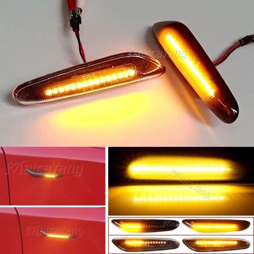 2pcs Canbus Dynamic Flowing Car LED Side Marker Turn Signal Lights for BMW E90 E91 E92 E93 E46 E60 E82 E88 X1 X3 Smoke Lens