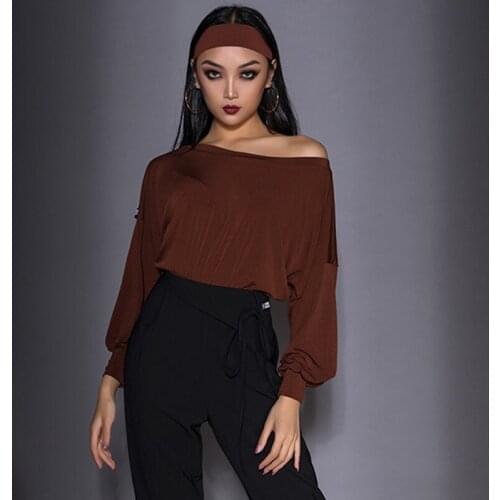 2021 New Sexy Bodysuit Latin Dance Tops For Women Loose Long Sleeved Practice Clothes Chahcha Samba Latin Dance Clothes DN7845