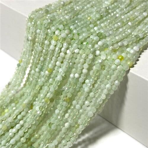15.5" New Mountain Jades 3 MM 4 MM Small Beads Natural Faceted Green Stone Loose Beaded For Isolation DIY Making Jewelry Earings