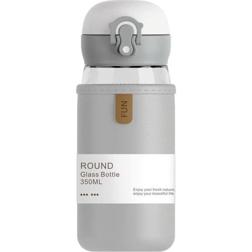 350ml 2020 New Mini water bottle glass for water eco friendly coffee drink bottle with Anti-hot Cover Kids Portable drinkware