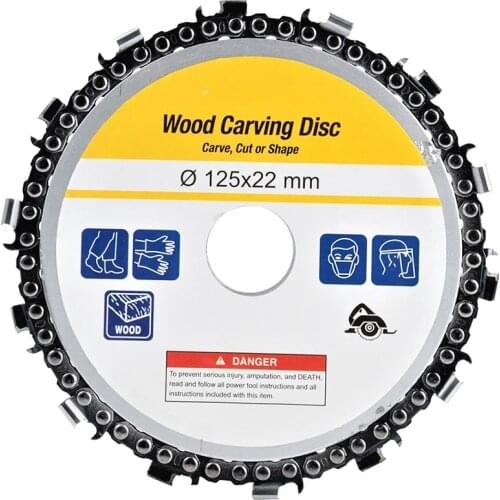 5 Inch Chain Grinder Chain Saws Disc Woodworking Chain Plate Tool 4 Inch Multi-Functional Wood Carving Disc Angle Grinding Tool