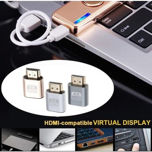 HDMI-compatible Virtual Display Adapter HDMI-compatible DDC EDID Dummy Plug Chip Lock Plate Low No Heat Mining Power Consumption