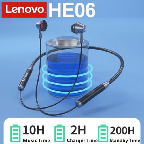 Lenovo HE06 Neckband Wireless Headphones Bluetooth Earphone Stereo Sport Magnetic Headset Running Waterproof In-Ear Earphones