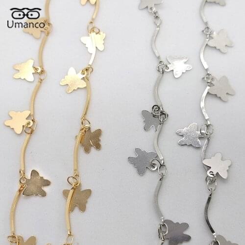 New Cute Elegant Sunglasses Chain Butterfly Pendant Silver Gold Color Metal Mask Glasses Chains Lanyard Eyeglasses Jewelry