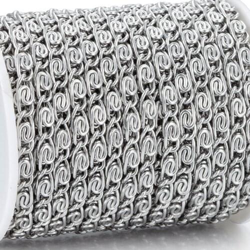 1 Meter Stainless Steel Screw Shape Chains Vortex Chain DIY Necklace Jewelry Finding Punk Accessories Components Width 4.5mm