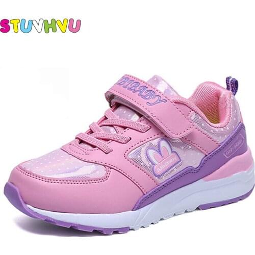 Children Leather Sports Shoes Girls Sneakers 2020 Autumn and Winter New Cartoon Rabbit Casual Kids Sneakers Girls Running Shoes