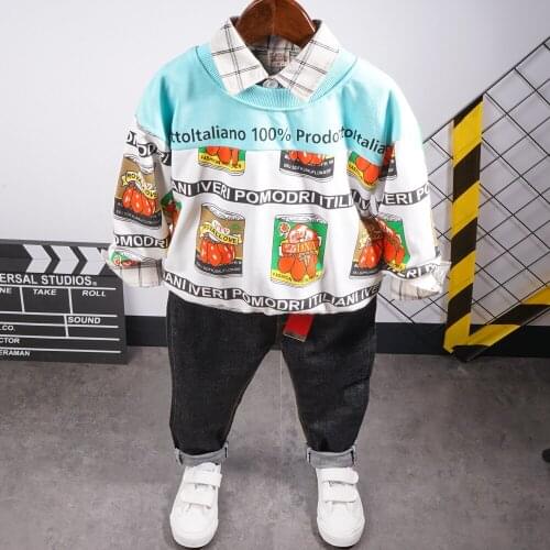 Kids Boy Clothes cartoon Baby Suit Sweater Top +shirt+ jeans Pants Sport Children Kids Outwear Baby boys clothes set 2-7years