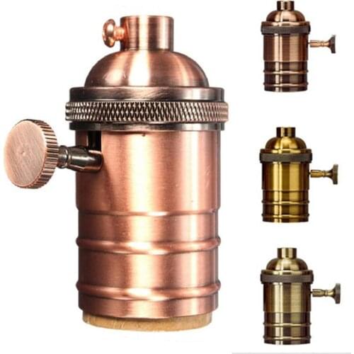 HOT SALE! Vintage E26 E27 Aluminum Hang Light Lamp Bulb Holder Switch Edison Screw Cap Socket