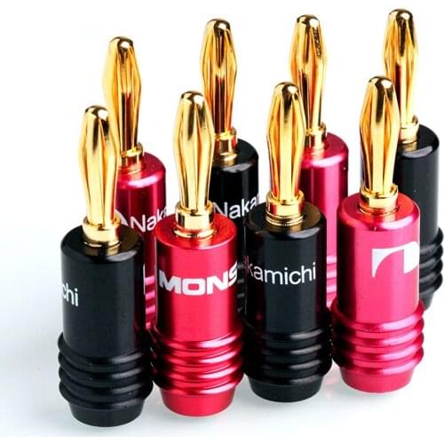 HIFI 10 pieces / batch gold plated 3.5mm plug RCA Audio Interface RCA audio plug 3.5 banana head terminal 2pcs red 2pcs black
