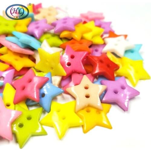 HL 19MM 50/100pcs Mix Color Star Flatback Plastic Buttons DIY Scrapbooking Childrens Garment Sewing Accessories
