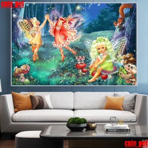 Cute pet diy Cross Stitch puzzle artwork Fairy fairy 5d diamond painting woman Home Wall Decor Diamond Embroidery Mosaic puzzle