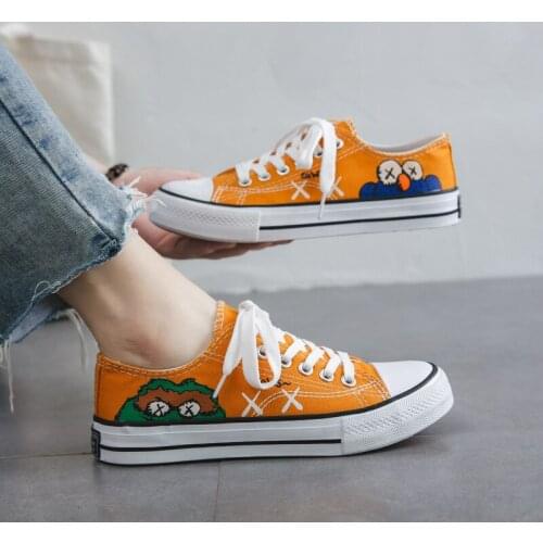 Spring Autumn Casual Breathable Hand Drawing Shoes Woman 2021 New Style Students Sneakers Comfortable Canvas Women Walking Shoes
