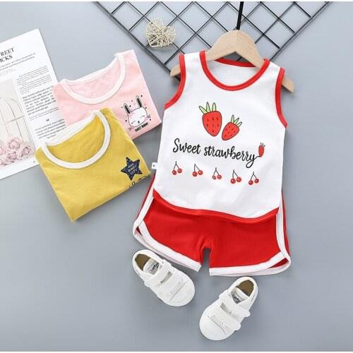 Baby Boys Summer Clothes Sets Children Fashion Sleeveless T-shirts Shorts 2pcs Cotton Outfits For Baby Girls Toddler Tracksuits