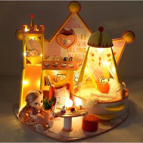 DIY Wooden Doll House Kit Miniature Apartment Building Kit with Furniture