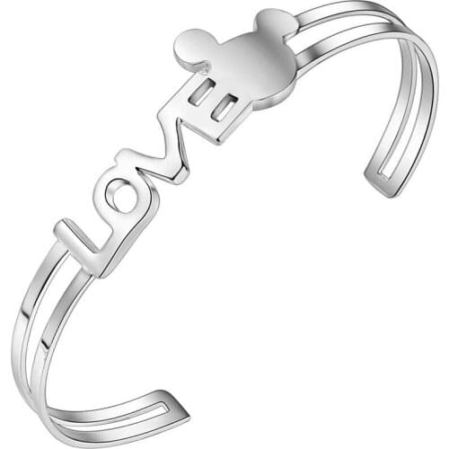 2020 NEW silver color bangles Mickey opening fashion jewelry for girls pretty Christmas presents high quality hot