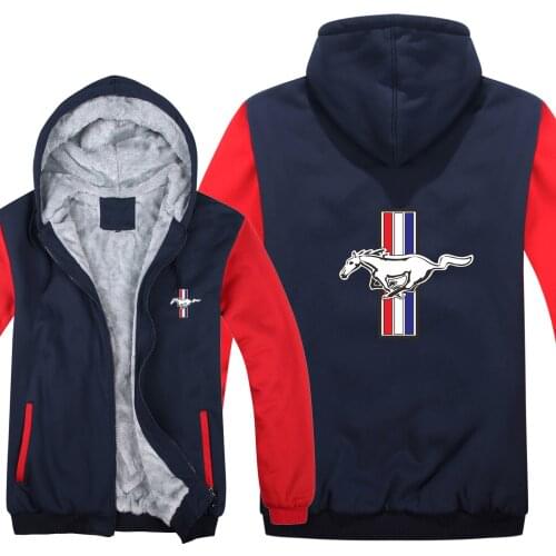 2021 New Winter Ford Mustang Hoodies Mens Jacket Zipper Coat Fleece Thicken Mustang Sweatshirt Pullover
