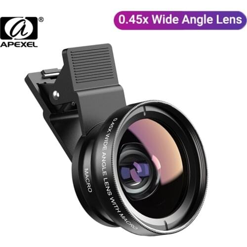 APEXEL Phone camera lens Super 0.45x Wide Angle&12.5x Macro Lens 2 in 1 Digital HD lens for iPhone x 7 8 Samsung s9 s8 xiaomi