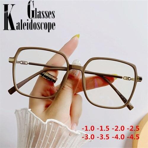 -1.0 -1.5 2.0 To-4.5 Square Finished Myopia Glasses Women Men Oversized Nearsighted Glasses Trend Student Computer Eyegalsses