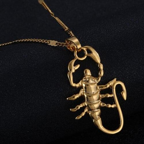 Gold Color Scorpion Pendant Necklace Zodiac Constellation Astrology Chain Jewelry