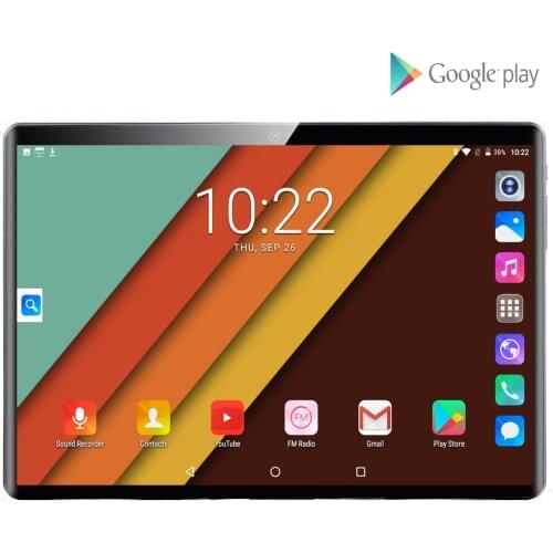 Newest Tempered Glass 2.5D 10 inch 3G Tablet PC Android 9.0 32GB ROM 1280*800 IPS 3G Horn Loud Tablet 10.1+64GB TF Card