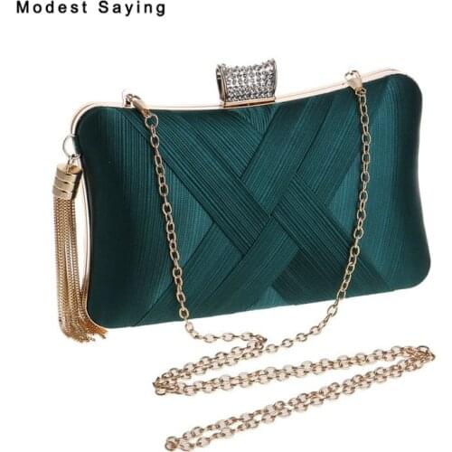 Simple Green Bandage Wedding Party Handbags 2018 New Fashion Square Shoulder Bags Prom Evening Purse Clutch Bags Crossbody Bags
