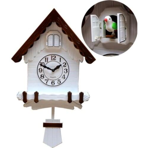 Bird Pendulum Clock Living Room Wood Cuckoo Clock Mechanism Wall Bell Garden Modern living room Decor Gift Clock Scenic JJ