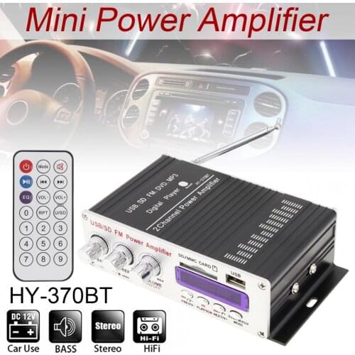 370BT Remote Control Bluetooth 2CH HI-FI Car Audio High Power Amplifier FM Radio Player Support SD / USB / DVD / MP3 for Car ome