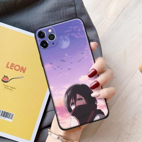 Attack on Titan Mikasa Ackerman anime silicone Phone Case FOR iPhone Se 6 6s 7 8 Plus X Xr Xs 11 12 Mini Pro Max Glass Cover