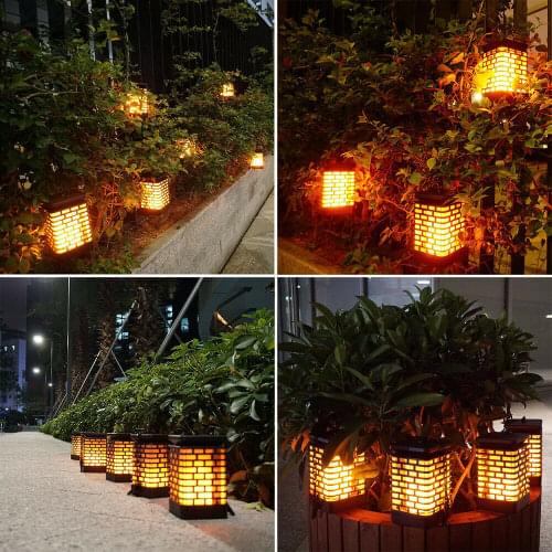 Solar Lights Outdoor Solar Flickering Flames Lights Hanging Garden Lanterns Waterproof Decorative Lamp in Park Pathway Courtyard