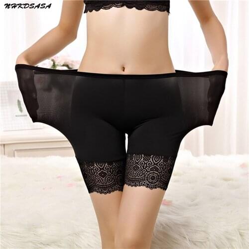 NHKDSASA Thin Ice Silk High Waist Panties Sexy Women Safety Shorts Pants Plus Size Seamless Underwear Anti Emptied Boyshorts