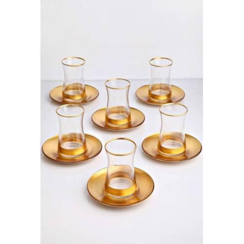 Turkish Tea Cup Pasabahce Gold 12 Piece Tea Cup Tea Saucer Tea Set Tea Set Authentic Turkish Arabic Moroccan Russian british Tea Set