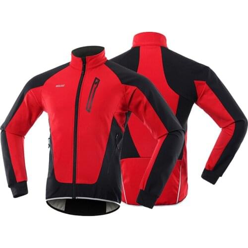 ARSUXEO Cycling Jacket Winter Men Thermal Fleece Warm Up Bicycle Clothing Windproof Soft shell Coat MTB Bike Jerseys