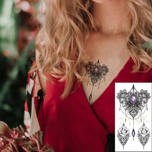 Waterproof Temporary tatoo sticker Diamond DreamCatcher Rose flower tassel Water Transfer fake flash tatto for men women