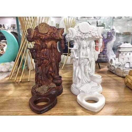High quality Crystal Ball Base Three Moon Goddesses Sculpture Synthetic Resin Crafts Home Decor Decor Sample Room