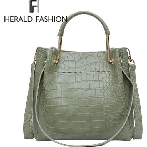 Women Alligator Pattern Over the Shoulder Bag Big capacity Capacious Bag Retro Elegant Shopping Bags PU Leather Bucket Handbag