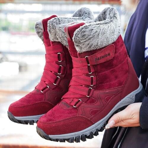 Nine o'clock Quality Womens Snow Boots Outdoor Non-slip Mid-calf Winter Sneakers Comfortable Warm Lining Shoes for Cold Weather