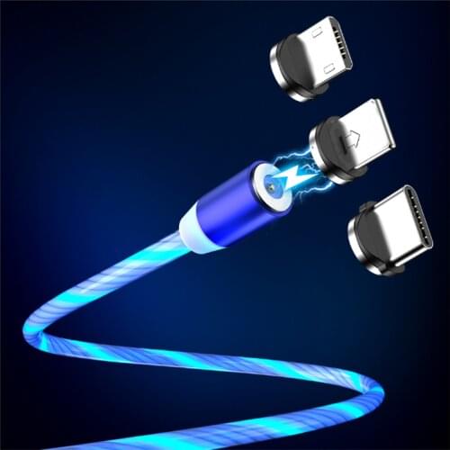 1M LED Magnetic Lighting Fast Charging USB Type C Cable Magnetic Cable USB Micro Charger Cable Wire for iPhone Huawei Samsung