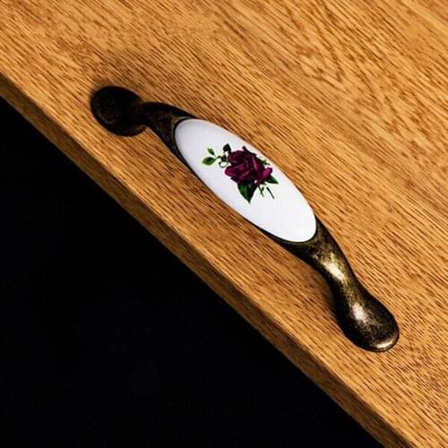96mm kitchen cabinet ceramic cupboard pulls Bronze Zamak Drawer Dresser Wardrobe Furniture Handles Pull Knobs