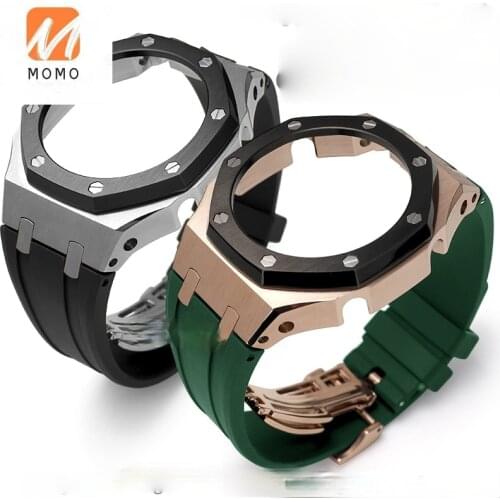 Modification Accessories 3rd Rubber Watch Strap & Metal Case 316 Stainless Steel Bezel Watchband