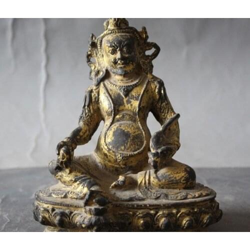 Free Shipping Old Tibetan Buddhism temple gilt bronze Yellow Jambhala Dzambala Buddha statue