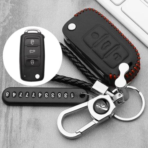 Leather car key cover case for Volkswagen polo passat golf 5 6 tiguan Gol CrossFox Plus Eos Scirocco Beetle car styling