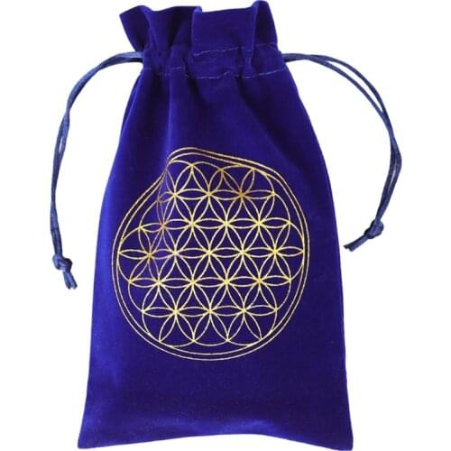 Flower of Life Divination Storage Bag Bronzing Jewelry Pouch Small Object Flannel Holder Home Jewellery Makeup Storage Pocket