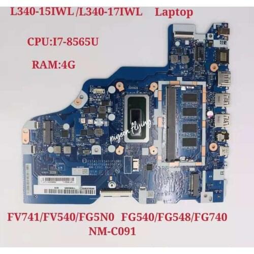 NM-C091 for Lenovo ideapad L340-15IWL L340-17IWL Laptop Motherboard UAM CPU:I7-8565U RAM:4G FRU:5B20S41693 Test Ok