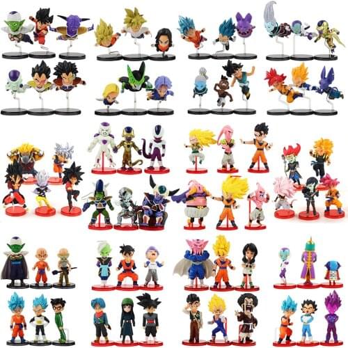 6pcs/Set 8cm Dragon Ball Z Anime Super Saiyan Son Goku Broly Vegeta Frieza Trunks Buu Action Figure Mini Model Toys Brinquedos