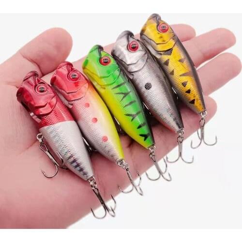FISHINAPOT 1pcs 6.5cm 11.8g Popper Fishing Lure Isca Artificial Fishing Hard Bait Crankbait Wobblers with 2 Fishing Hooks YA-73